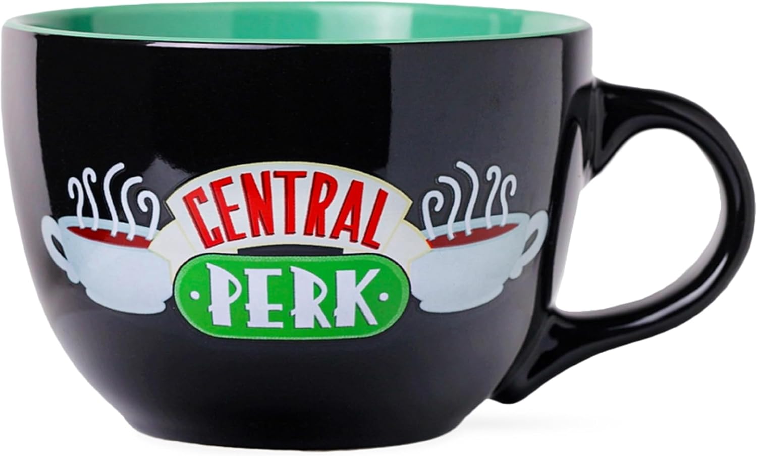 Silver Buffalo FRIENDS Central Perk Black Ceramic Mug Oversized for Coffee, Soup, 24 Ounces (Pack of 12)