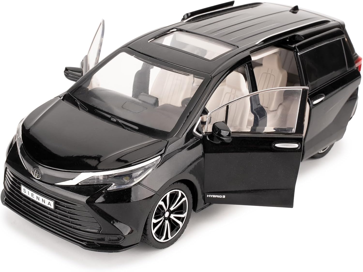 BDTCTK 1:24 Compatible for Sienna Car Model, Pull Back Diecast Toy Car with Sounds＆Lights for Kids Boys Girls and Adults, Gift Black.