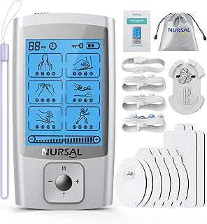 NURSAL 24 Modes TENS Unit Muscle Stimulator with Continuous Stimulation, Rechargeable Electronic Pulse Massager with 8 Pads for Back and Shoulder Pain Relief and Muscle Strength