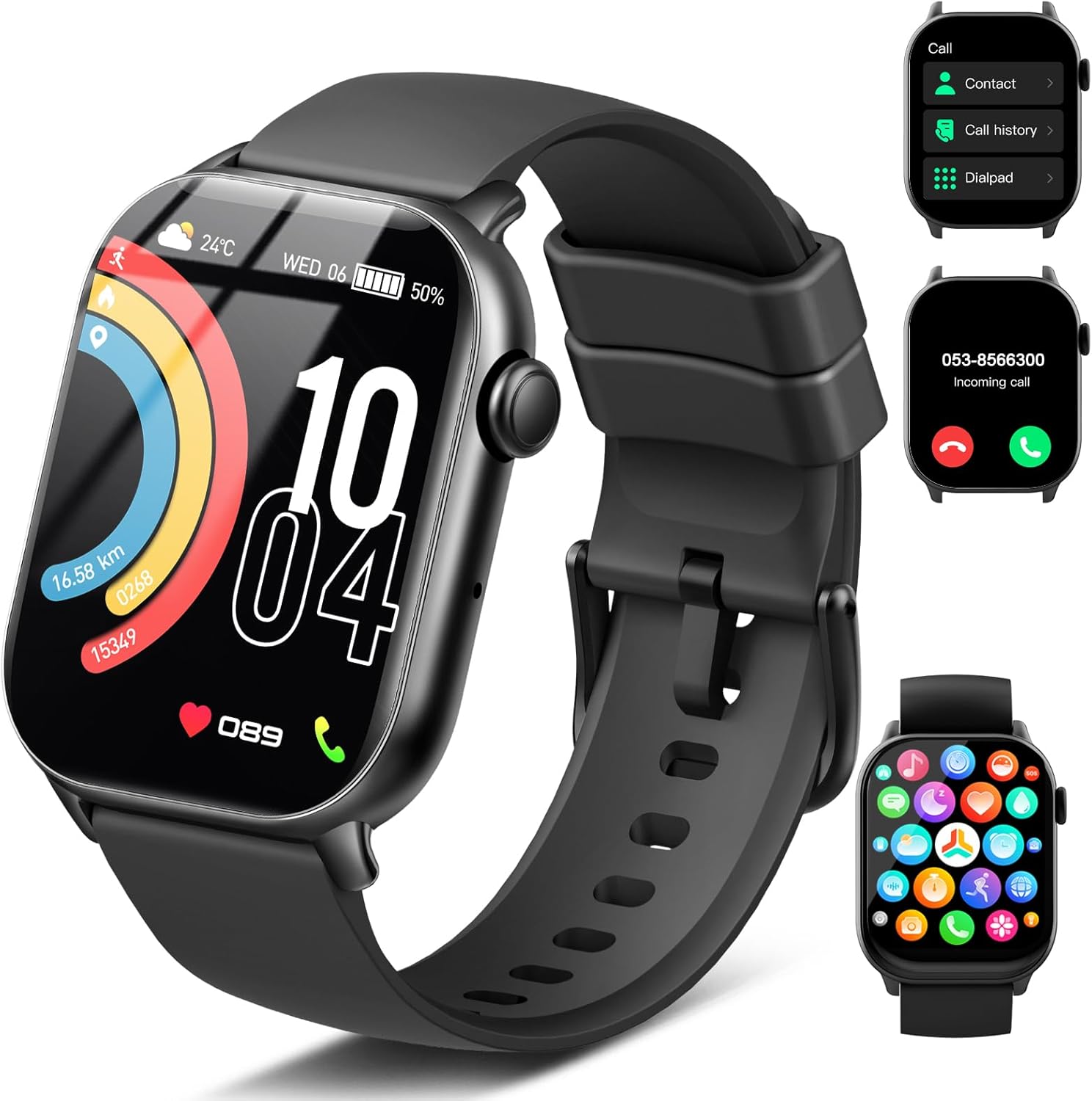 Smart Watch for Men Women Answer/Make Calls, 1.96" HD Fitness Watch with Heart Rate/Sleep Monitor/Step Counter, Fitness Tracker 110+Sports Activity Trackers, IP68 Waterproof Smartwatch for Android/iOS