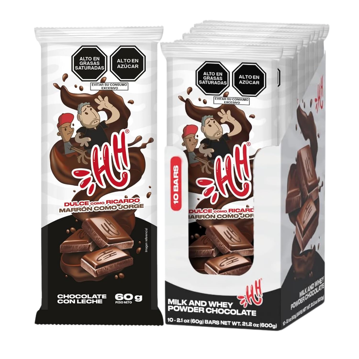 NEGUSA ME GUSTA Milk Chocolate Bar HH – Creamy & Smooth 60g Bar – Rich Cocoa Flavor with a Velvety Texture – Premium Quality Ingredients (10 Pack, Chocolate)