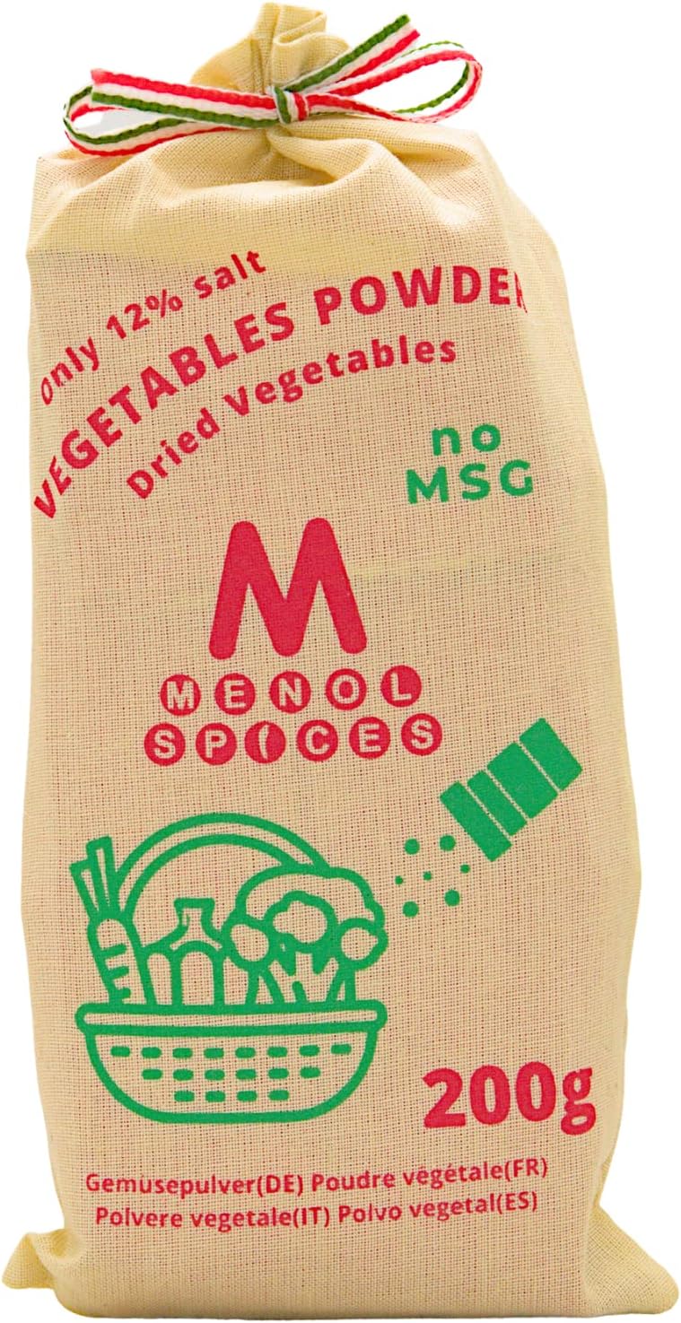 Menol Spices Vegetable stock powder 200g, Instant Vegetable soup, Vegetable broth, Low salt, Better than bouillon, Vegan, Eco friendly packaging, Natural product