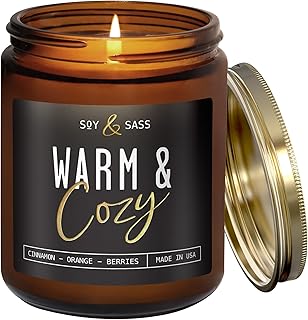 Christmas Candles, Fall Candles, Warm and Cozy' Soy Candle I Berries, Apple & Cinnamon I Infused w/Essential Oils I Warm n Cozy Home Dcor I Winter Candle I Holiday Candles I 50Hr Burn I USA Made