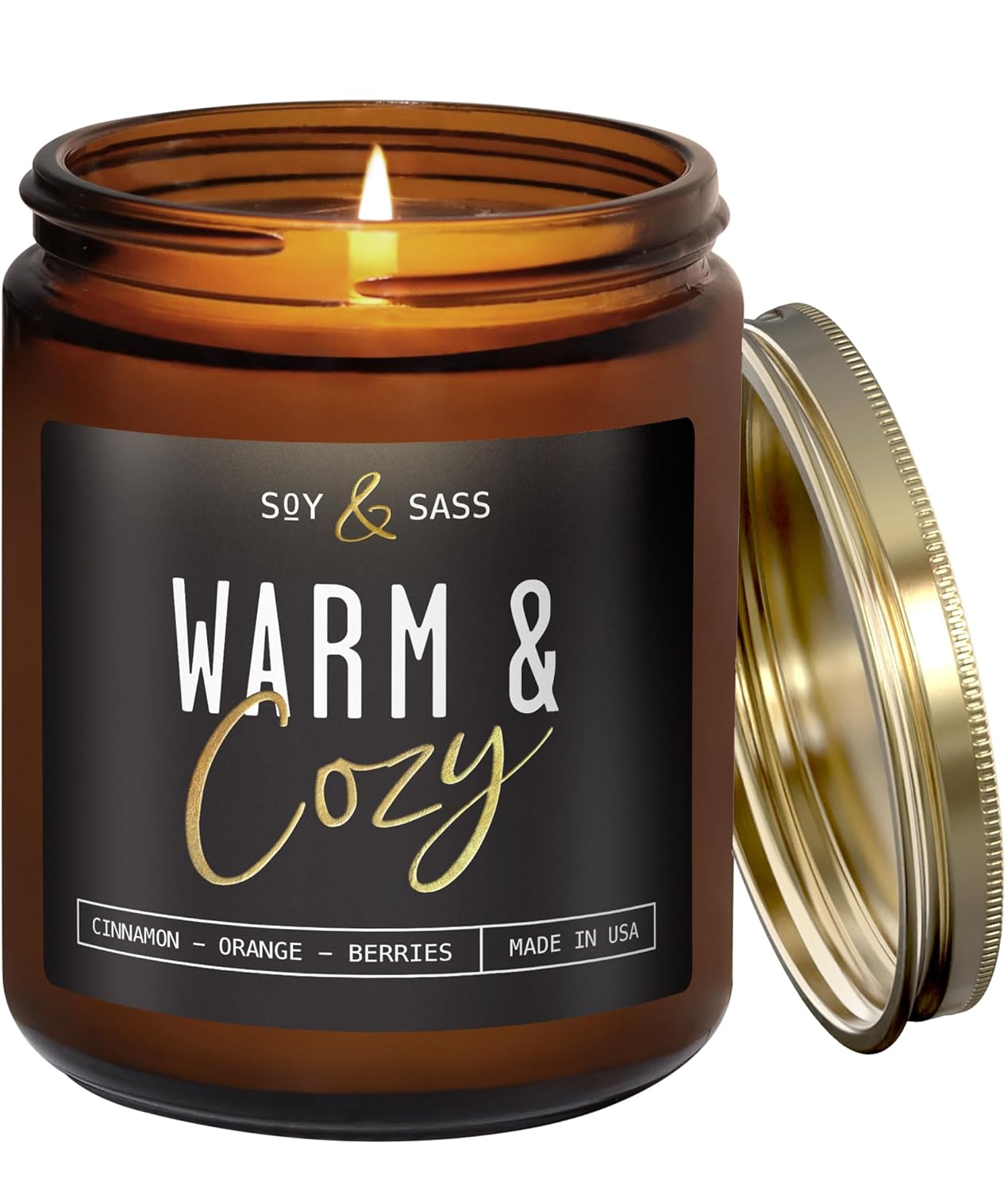 Christmas Candles, Fall Candles, Warm and Cozy' Soy Candle I Berries, Apple & Cinnamon I Infused w/Essential Oils I Warm n Cozy Home Dcor I Winter Candle I Holiday Candles I 50Hr Burn I USA Made