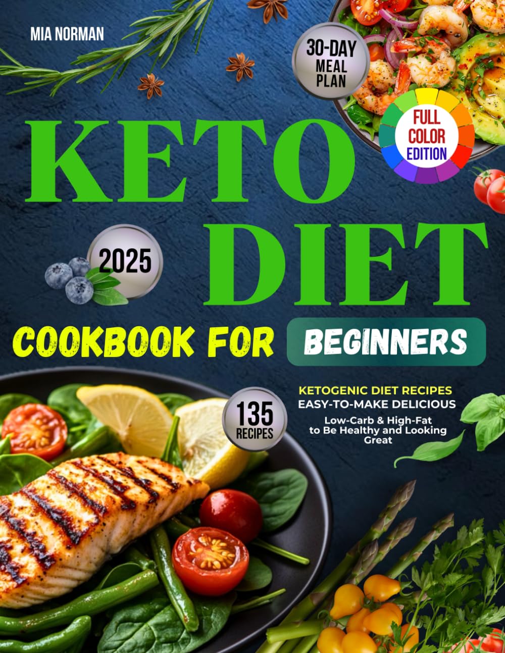Keto Diet Cookbook For Beginners: 135 Easy-to-Make Delicious, Low-Carb & High-Fat Recipes to Be Healthy and Looking Great | Includes Color Photos (Keto Diet Cookbooks For Beginners)