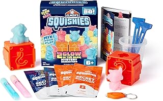 Elmer's Squishies Kids’ DIY Activity Kit, Glow in the Dark Toy Kit, Creates 2 Mystery Characters, 13-Piece Set, Ages 6+