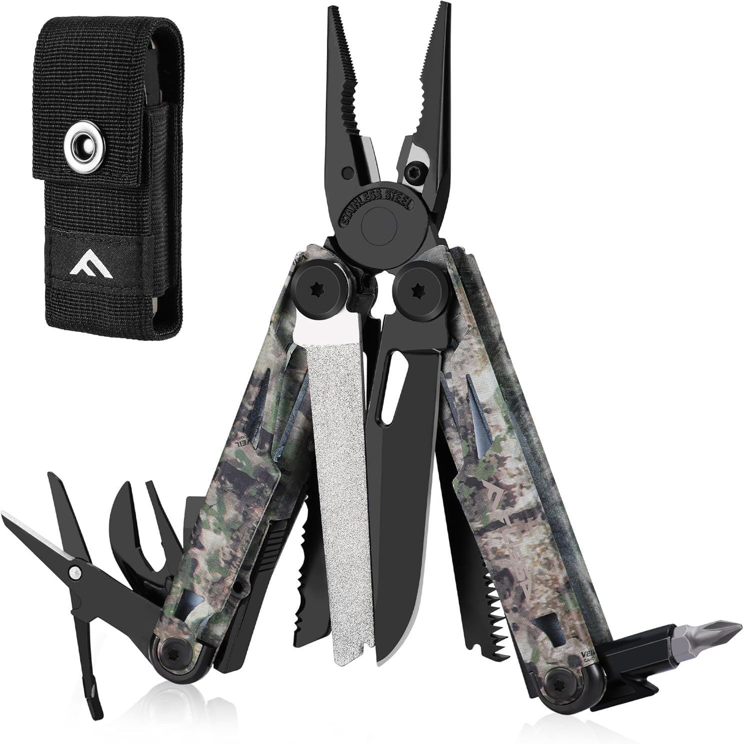 FLISSA 15-in-1 EDC Multitool Pliers with Sheath, Pocket Knife
