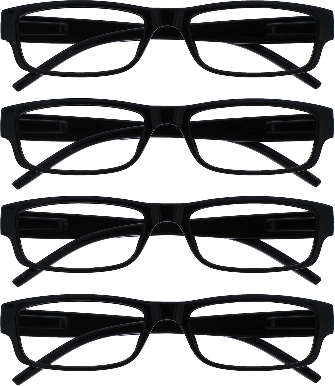 OPULIZE ACE Reading Glasses for Men & Women - Value 4 Pack - All day Readers - All Day Comfort & Lightweight Thin Rectangular Frame with Spring Hinges & Scratch Resistant UVR