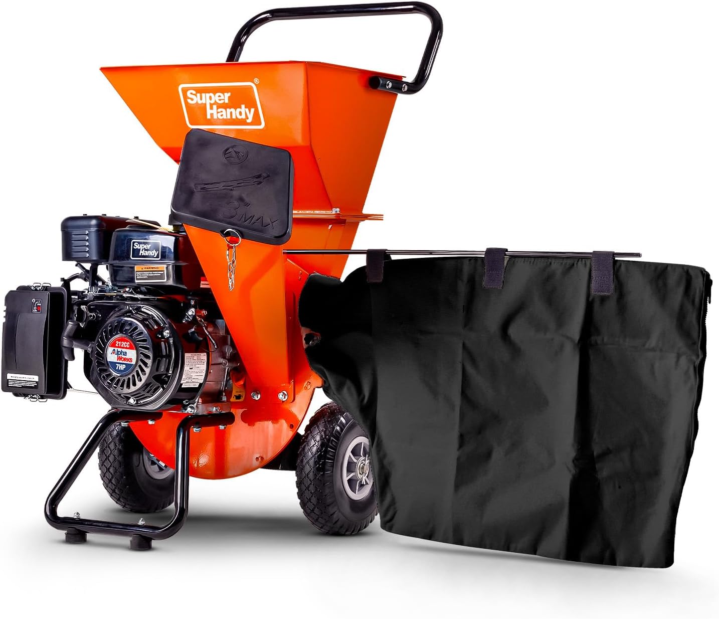 SuperHandy Wood Chipper Shredder Mulcher Ultra Heavy Duty 7HP 3 in 1 Multi-Function 3" Inch Max Capacity