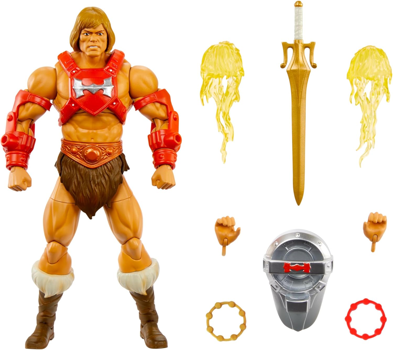 Masters of the Universe Masterverse New Eternia Thunder Punch He-Man MOTU Action Figure, Armor, Sword & Hand Effects, 30 Joints, Swap Hands, HYC56