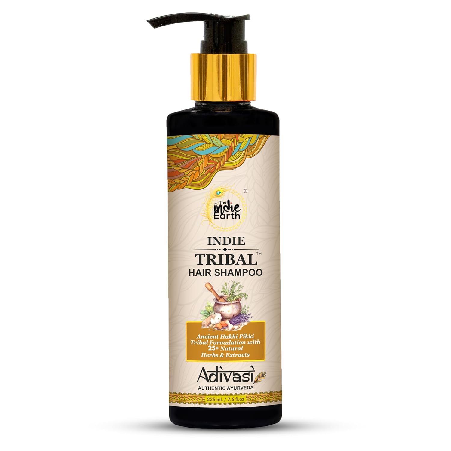 Indie Tribal (Adivasi) Hair Shampoo Infused with 25+ powerful ingredients, Deep Cleanses Strengthens & Fortifies Hair Naturally Based on Hakki Pikki Tribe’s Hair Care Formulation