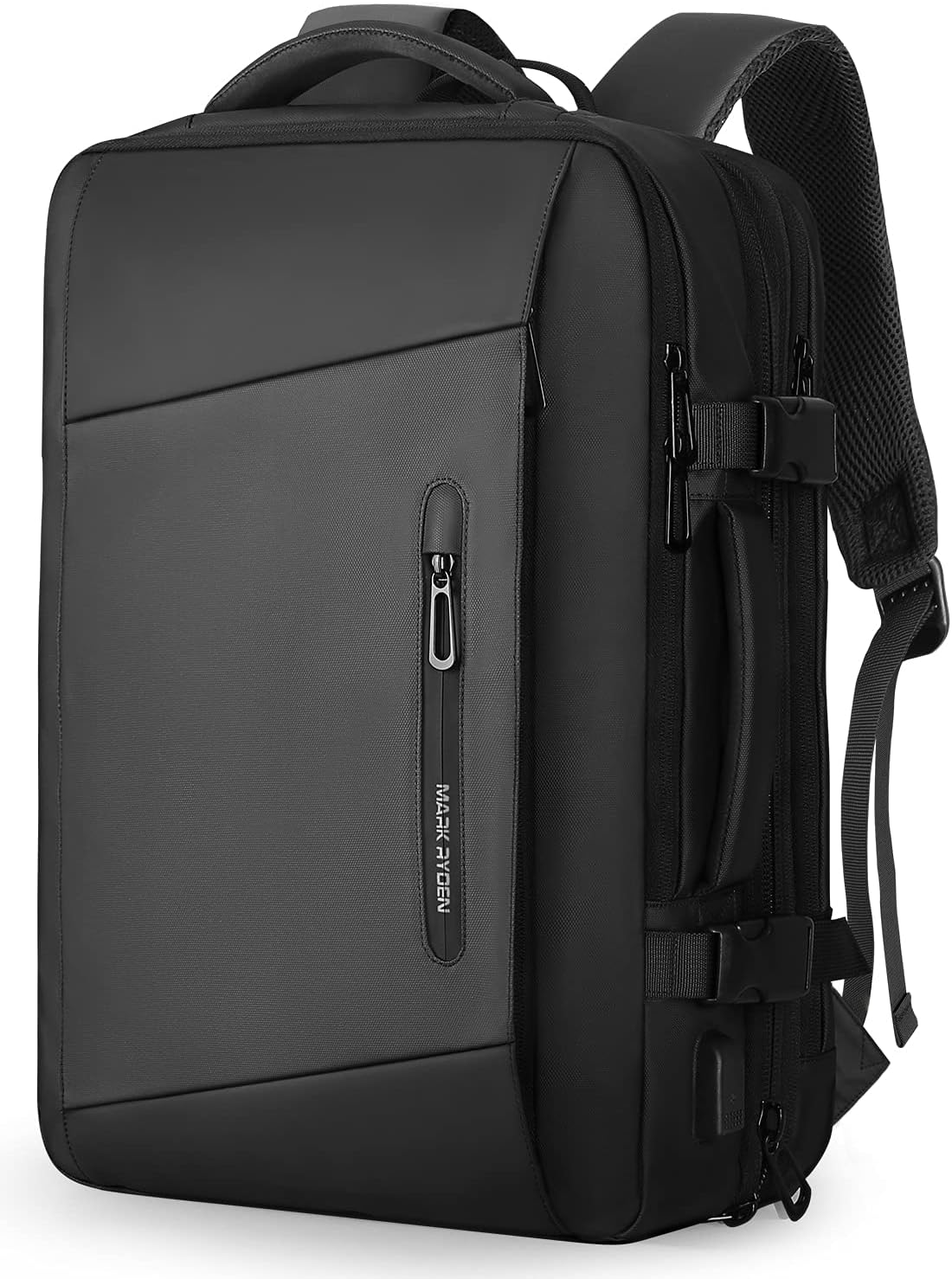 MARK RYDEN Laptop Backpack, Expandable 26L-38L Travel Backpack Cabin Size, Business Backpack Men with USB Charging Port Fit 17.3 Laptop-YKK Zip