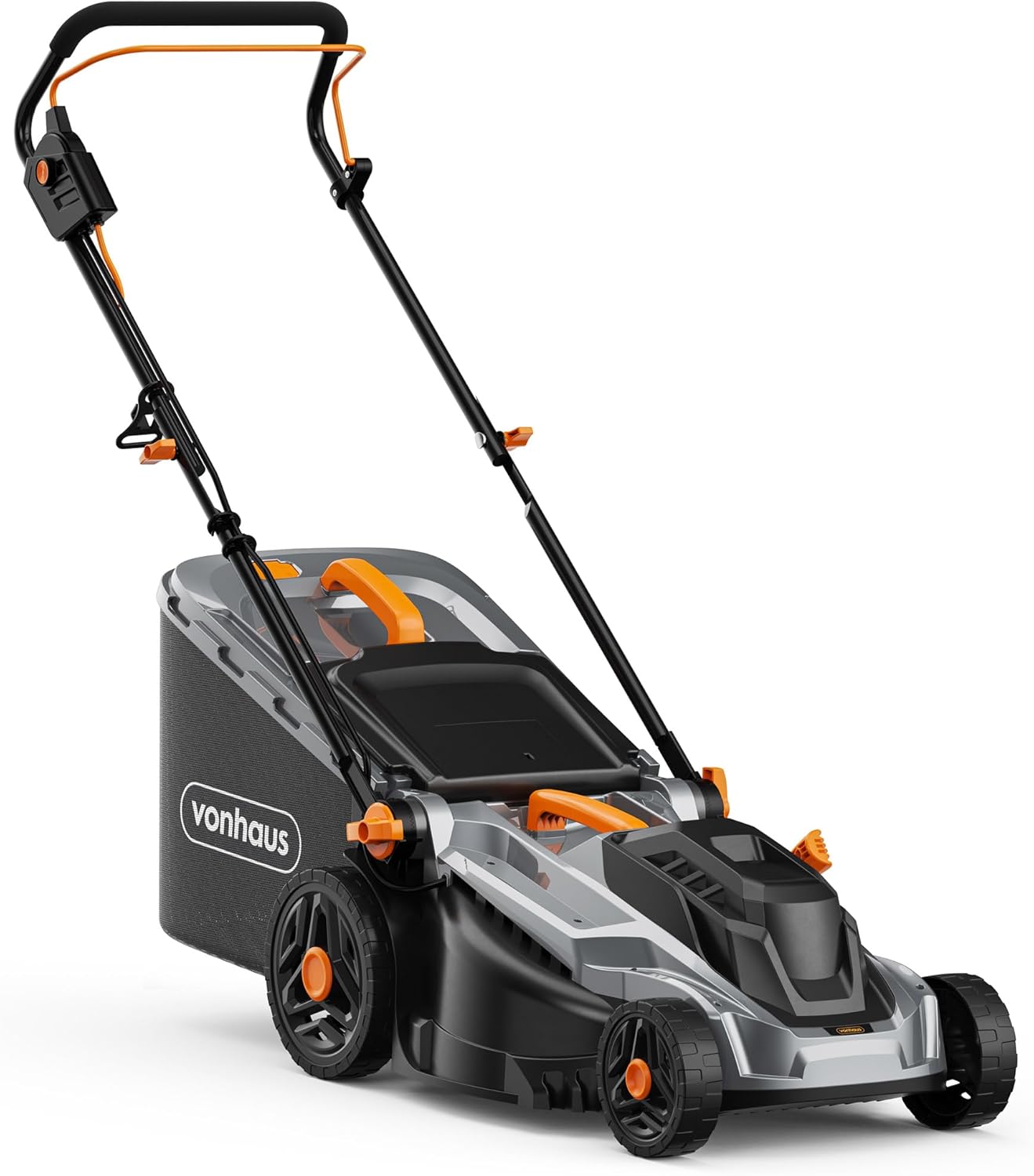 VonHaus Lawnmower 1800W – Electric Corded Lawn Mower for all Types of Grass – 52L Collection Bag, 430mm Working Width, 12m Cable, Foldable Height Adjustable Handlebar, 5 Depth Settings, Carry Handle