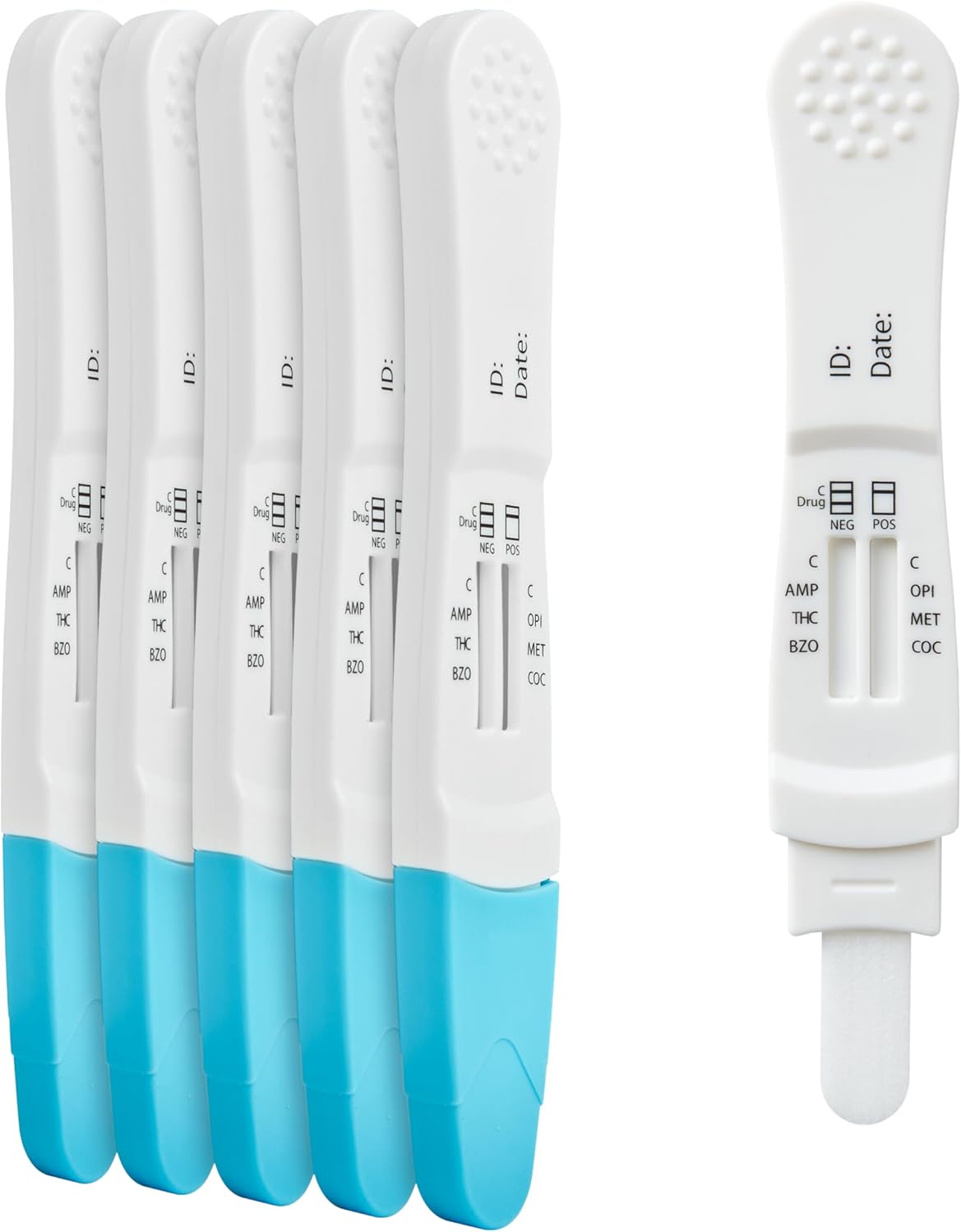 Drug Testing Kits 5 Pack – 6-in-1 Saliva Drug Testing Kits – Cocaine, Cannabis, Opiates, Methamphetamine, Benzodiazepine, Amphetamine - Oral Fluid Saliva Test Kit – Fast Results and Accurate Testing