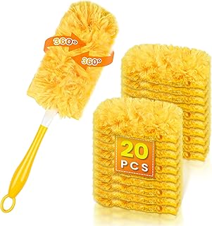 20 Count 360 Duster Pads for Swiffer Duster Handle, Multisurface Heavy Duty Replacements Refills with 1 Handle, Disposable Pad for Cleaning