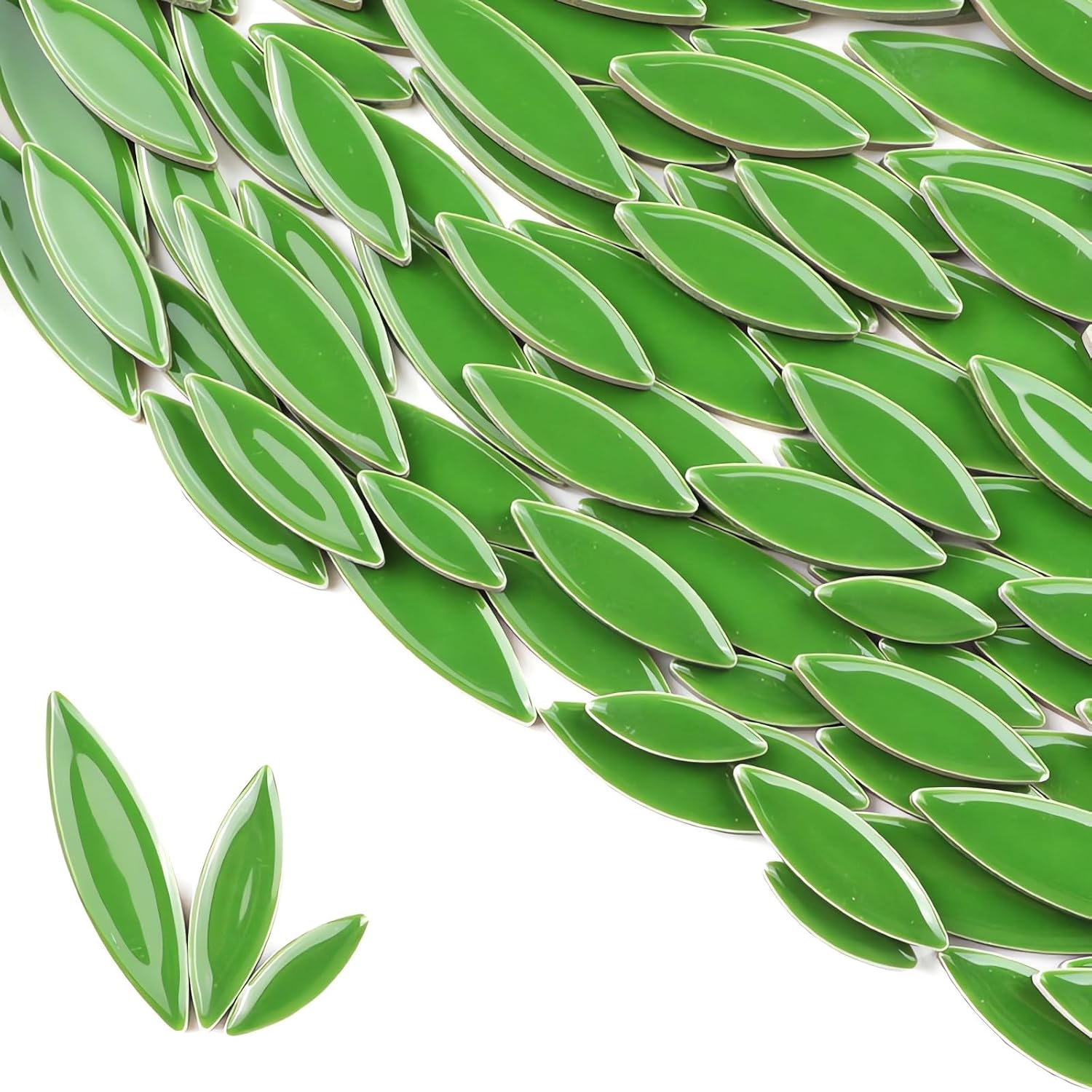 200g Ceramic Mosaic DIY Set Colorful Petal Ceramics Leafy Vein Mosaic Tiles Craft Materials Mosaic Art Materials - Green