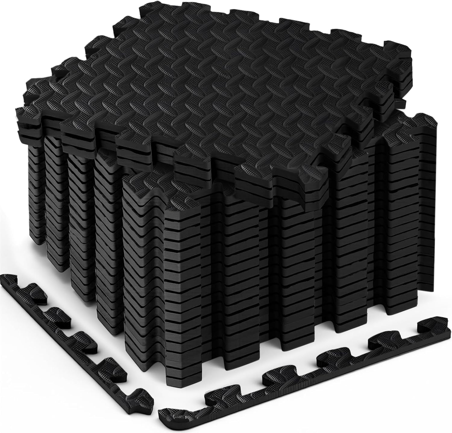 18 Pcs EVA Foam Floor Tiles, Puzzle Exercise Mat Set for Gym | Cover 18 sqft with 12.6" x 12.6" x 0.4" interlocking tiles for home gyms, garages and workout equipment