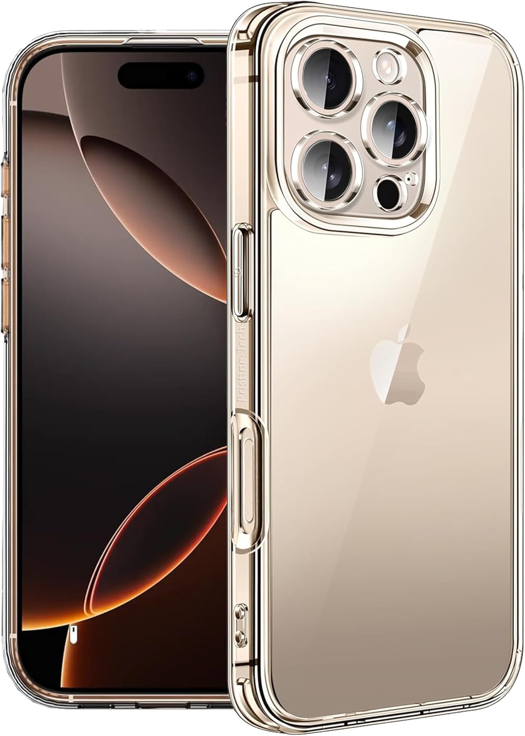 TECHTRENCH Crystal Clear for iPhone 16 Pro Case [Military-grade Protection] Shockproof Anti-Scratch Protective Phone Case Thin Slim Cover for iPhone 16 Pro Cover, Clear