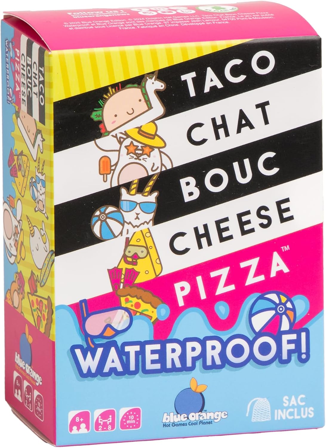 blue orange | Taco Cat Goat Cheese Pizza Waterproof | Family Card Game | Ages 8+ | 2-8 Players | 10+ Minutes Playing Time