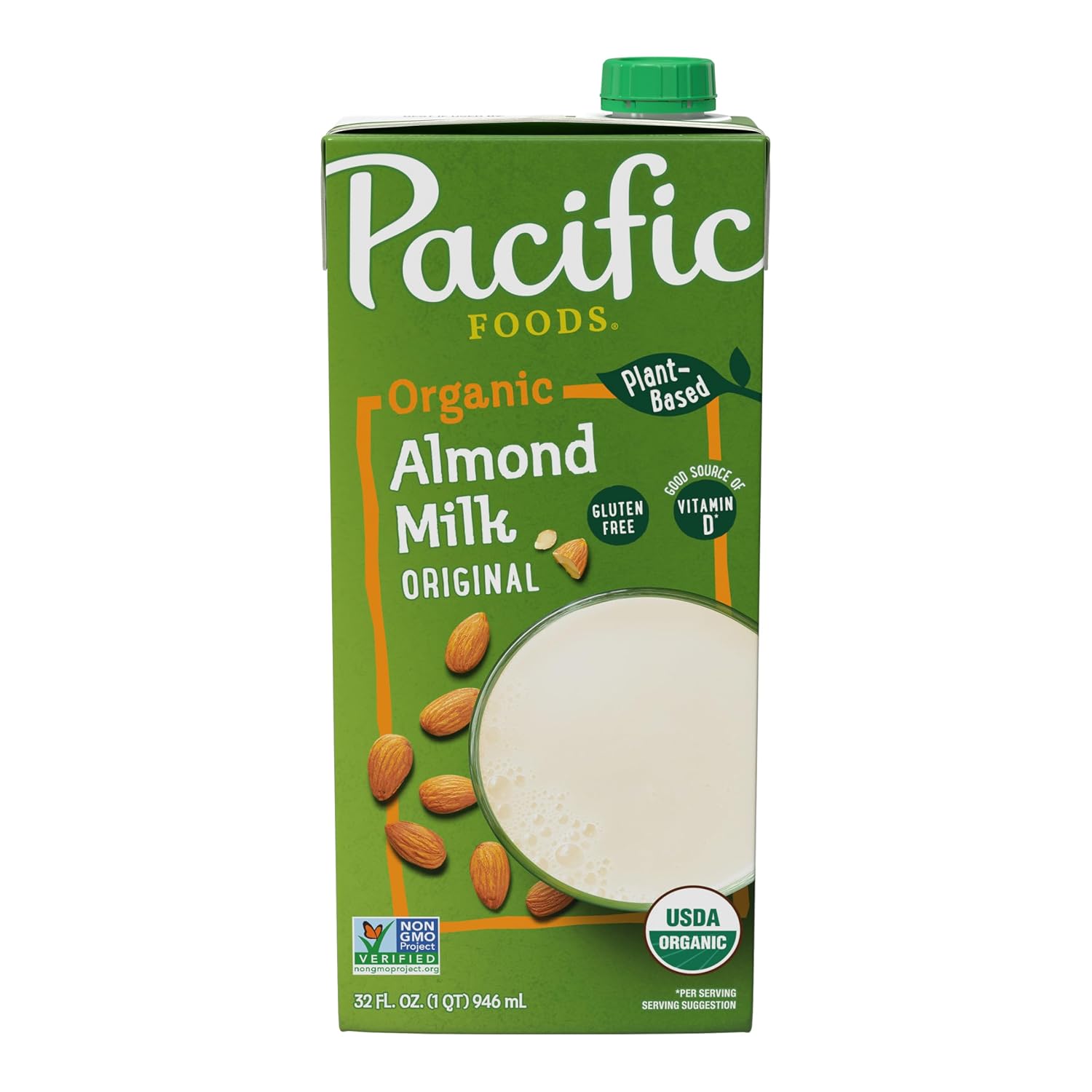 Pacific Foods Original Organic Almond Milk, Plant Based Milk, 32 oz Carton