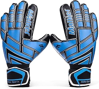 Malker Soccer Goalie Gloves Goalkeeper Gloves with Fingersave and Double Wrist Protection, Strong Grip Goalkeeper Gloves for Kids, Youth, Adults
