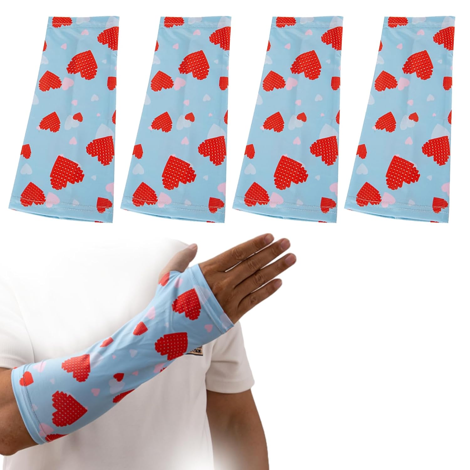 4 Pack Arm Cast Cover Elastic Short Cast Covers Protector Arm Sling Sleeve Cast Decorations for Arm Bath Shower Cast Wound Covers Washable Cover 11 Inch Length x 9-11 Inch Circumference (Heart)