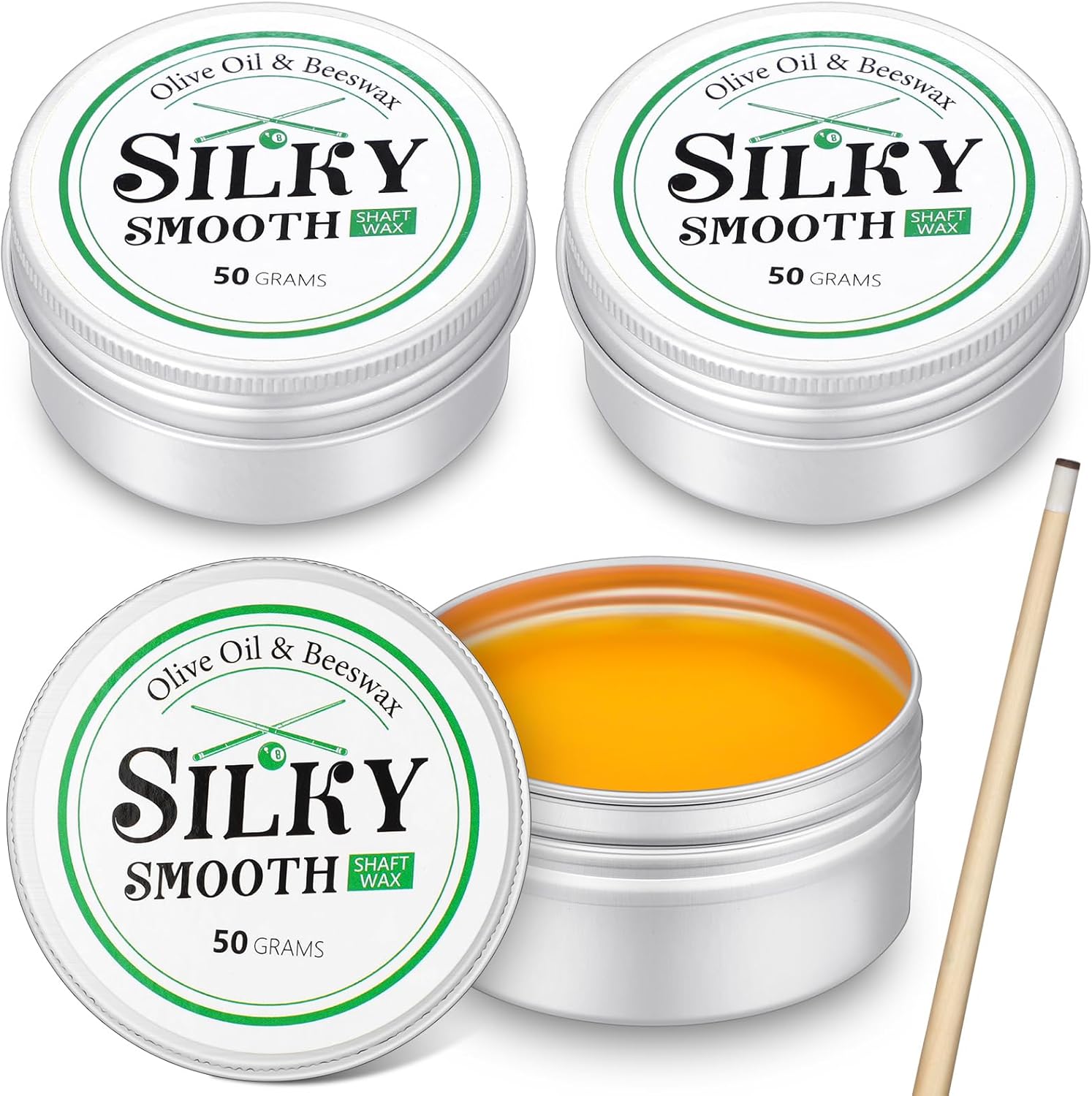 Threlaco 3 Pack Pool Cue Shaft Wax Pool Stick Silky Shaft Wax Billiards Accessories and Equipment for Wood Cue Shaft Protection