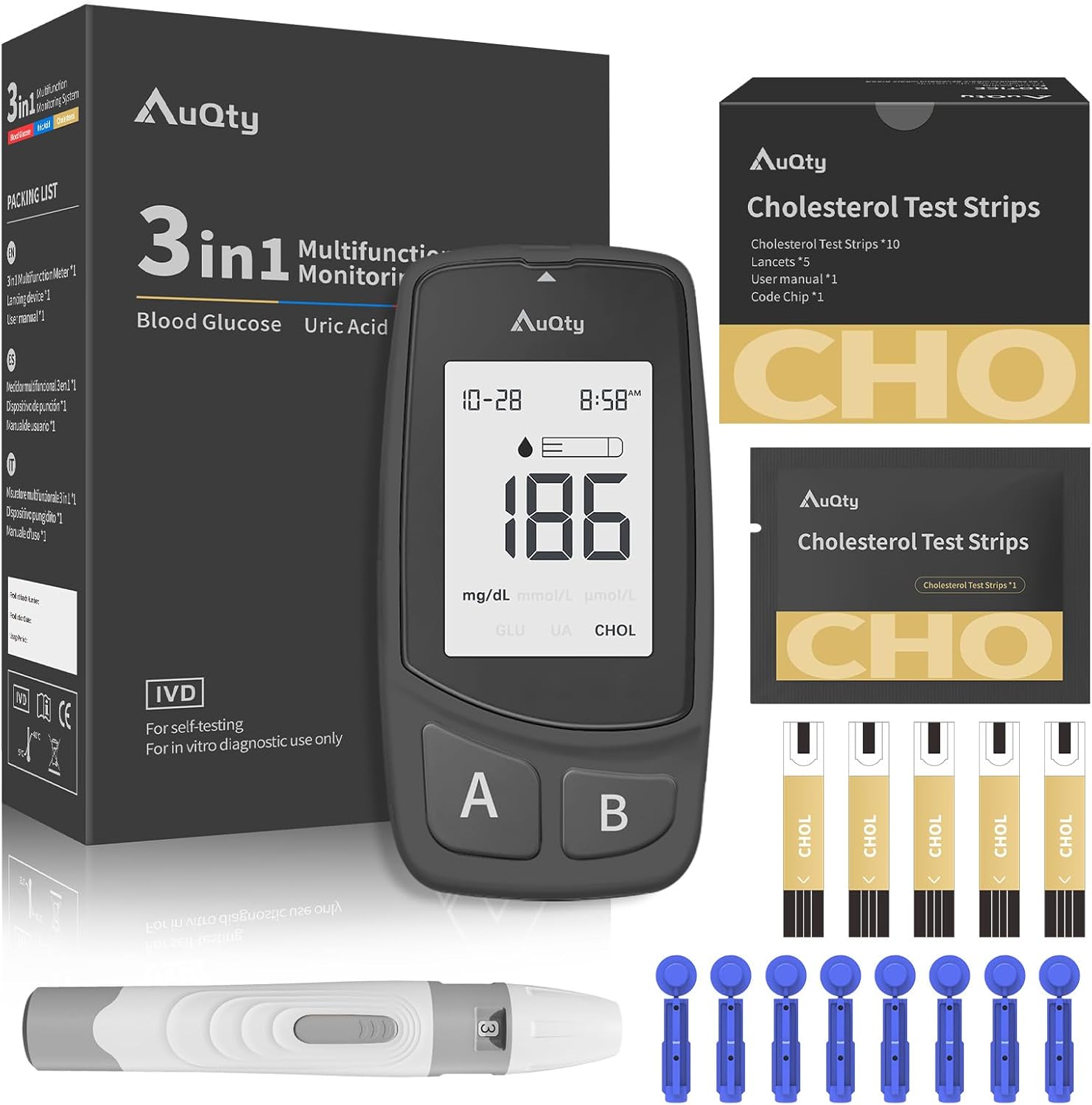 Cholesterol Test kit with 10 Cholesterol Test Strip for Home Use