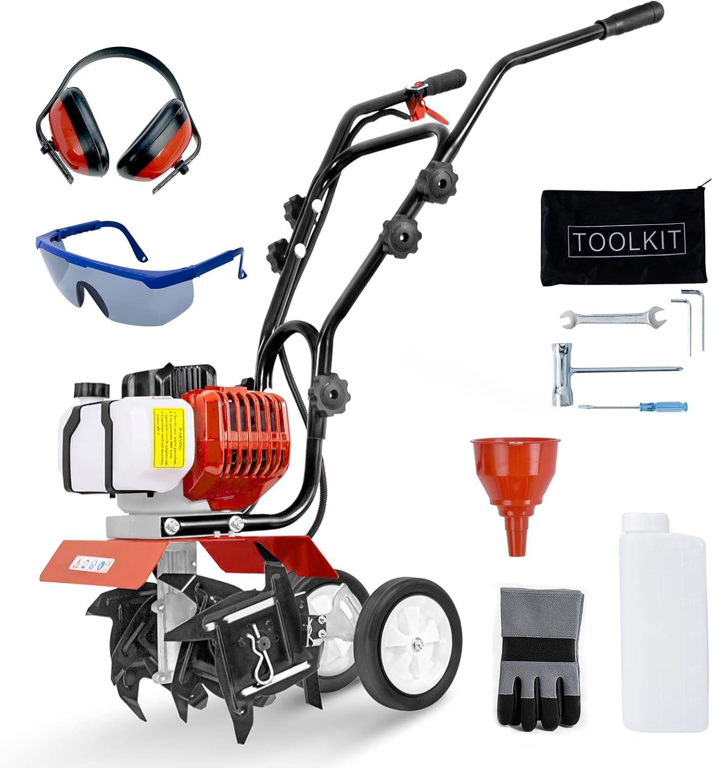 BU-KO 52CC Garden Petrol Tiller Engine 3HP 2 Strokes Lawn Soil Cultivator Rotovator Engine Lightweight Compact Powerful Sure Grip Handles Built to be Durable Dependable and Heavy Duty 1 Year Warranty