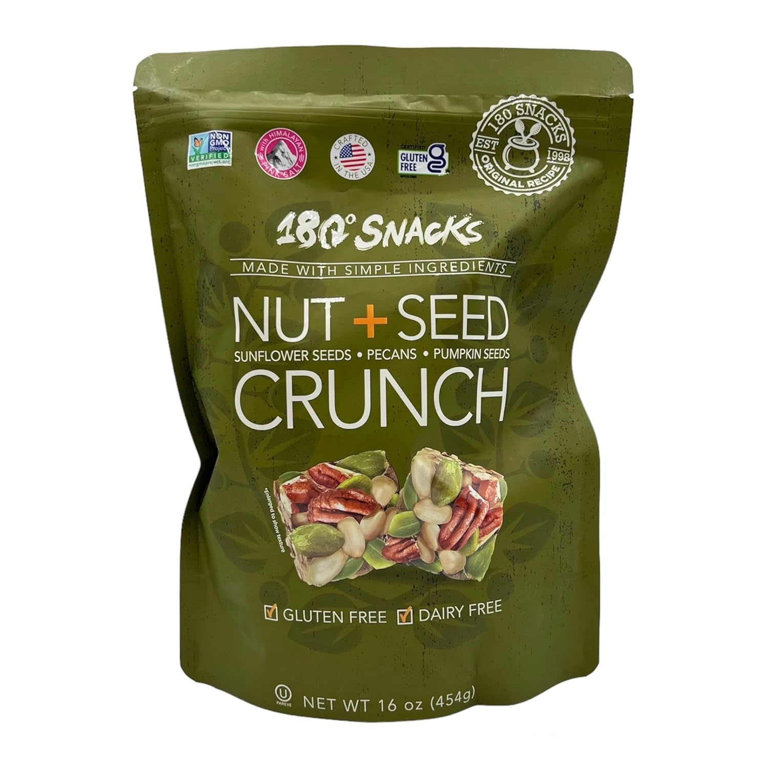 180 Snacks Nut + Seed Crunch, Sunflower Seeds, Pecans, Pumpkin Seeds 16 Oz Bag