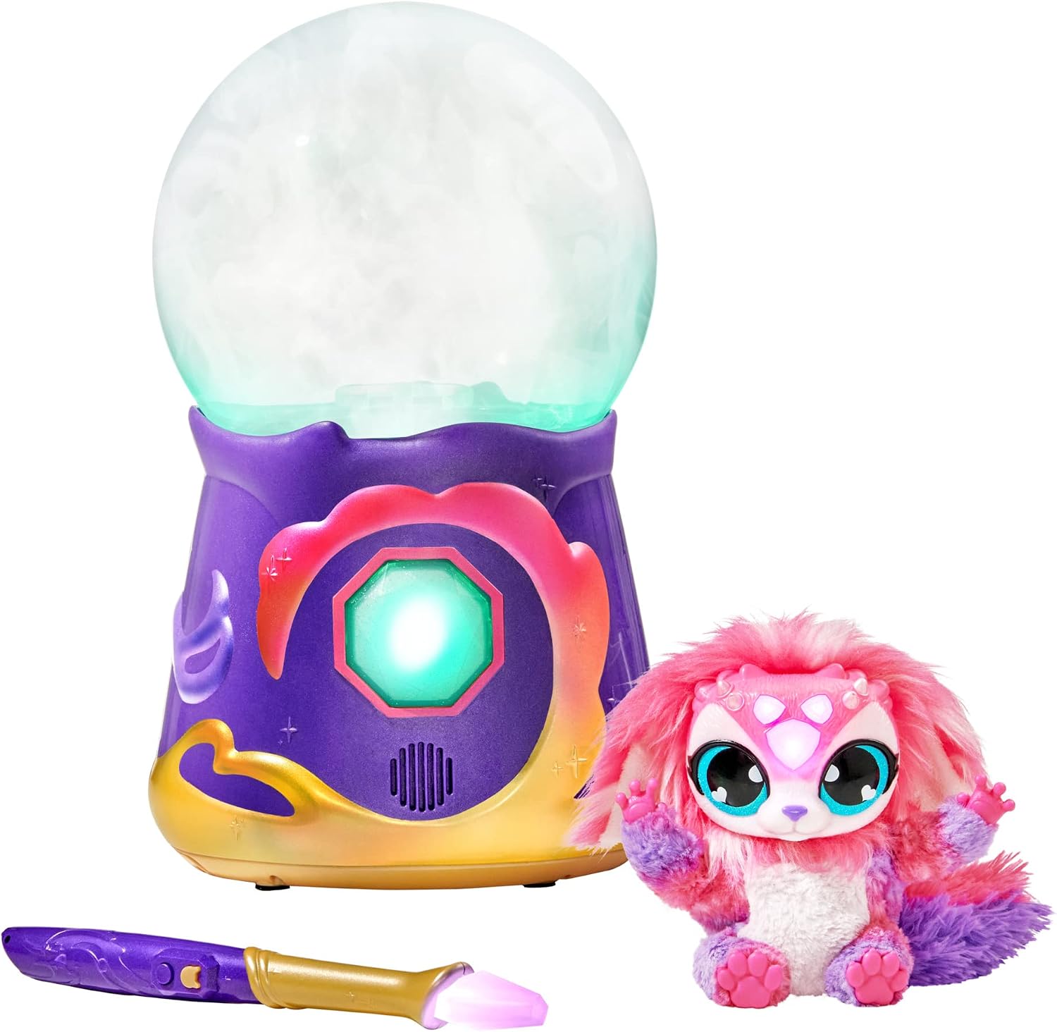 Magic Mixies Magical Misting Crystal Ball with Interactive 8 inch Pink Plush Toy and 80+ Sounds and Reactions
