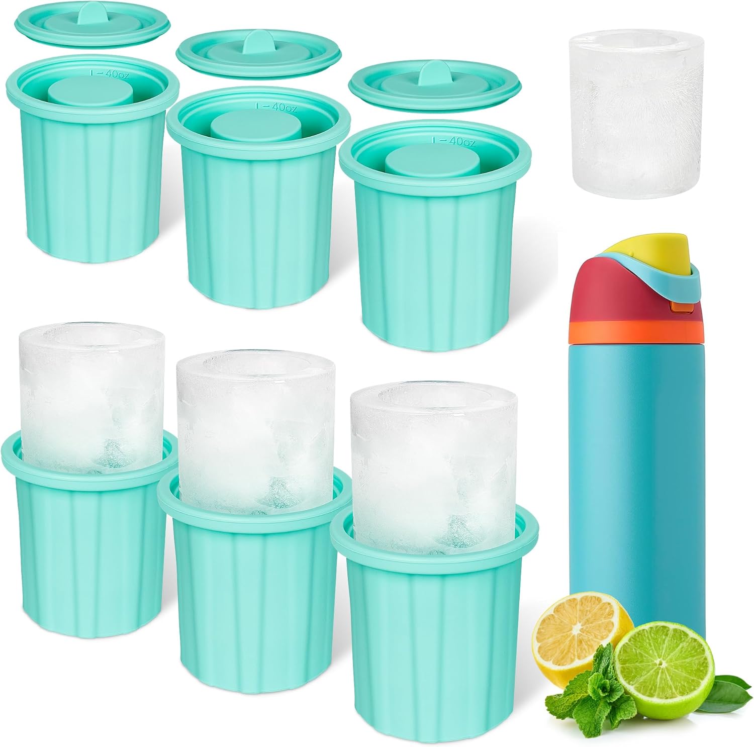 Ice Molds for Owala 24-40oz Bottles | No White Residue, Set of 3 | Easy-Release Food-Grade Soft Silicone | Keeps Drinks Colder, Longer