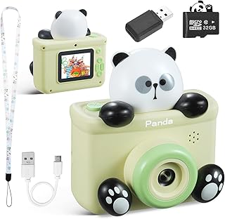 Kids Camera Cute Panda Camera for Kids Toddler Camera for 3 4 5 6 7 8 9 10 11 12 Year Old Girls/Boys Gifts，1080P HD Kids Digital Video Camera with 32GB SD Card Kids Toys…