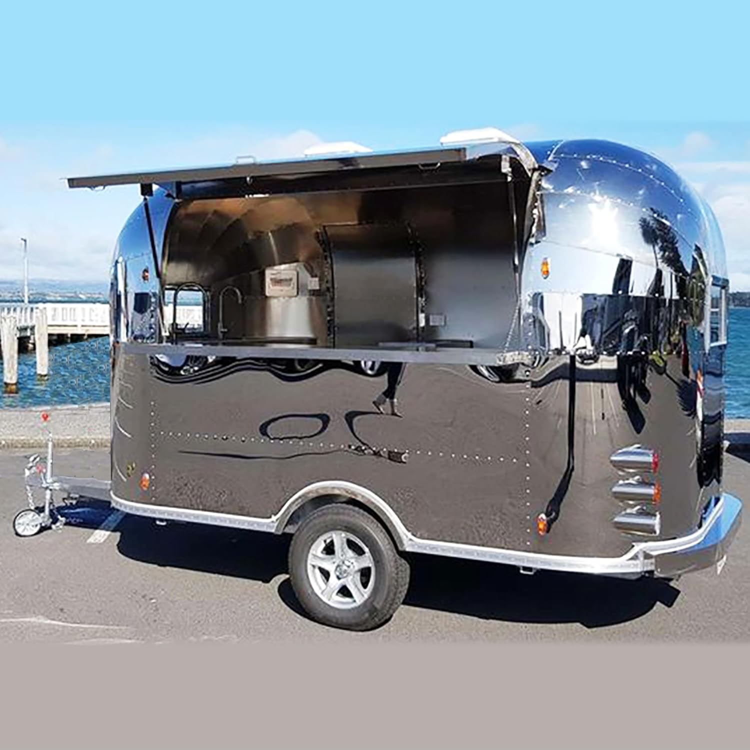 COGSUN 11.5FT Mirror Vendor Cart Trailer, Mobile Travel Trailers for Car Carrier, Commercial Truck Trailers with Full Kitchen for Sale, Ideal Tow Truck & Cargo Trailer Accessories