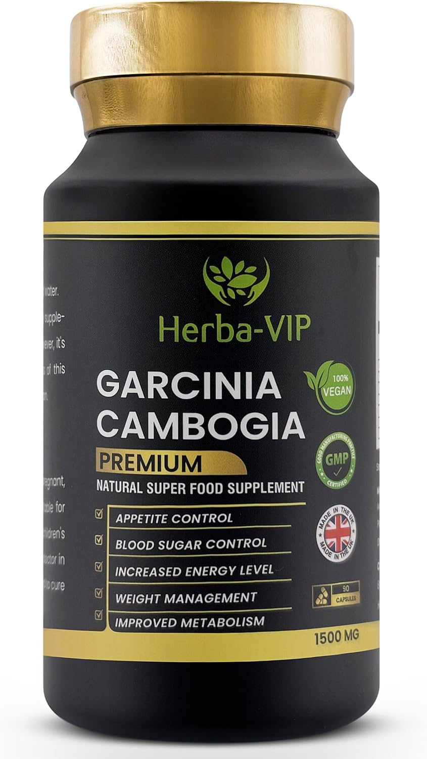 Garcinia Cambogia Premium – UK Formulated Natural Food Supplement – Vegan & Vegetarian – Suitable for Men & Women - Appetite Suppressants - Weight Loss Capsules - Energy Booster