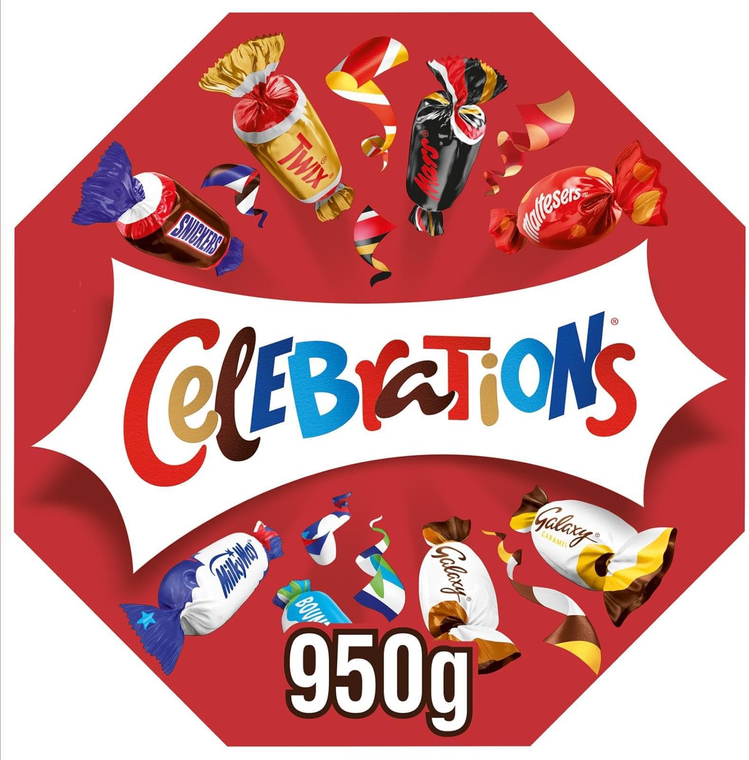 Celebrations Bulk Chocolate Box, 950g, Assorted Chocolates Gift Box with Mini Chocolate Bars & Biscuits, centrepiece