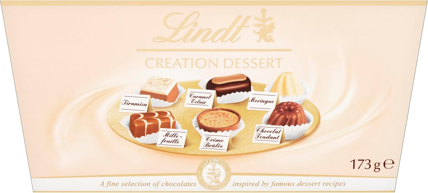 Lindt Creation Dessert - 21 Assorted Fine Dark, Milk and White Chocolate Box Medium, 173g - Gift Present or Sharing Box - Easter, Birthday, Celebrations, Congratulations