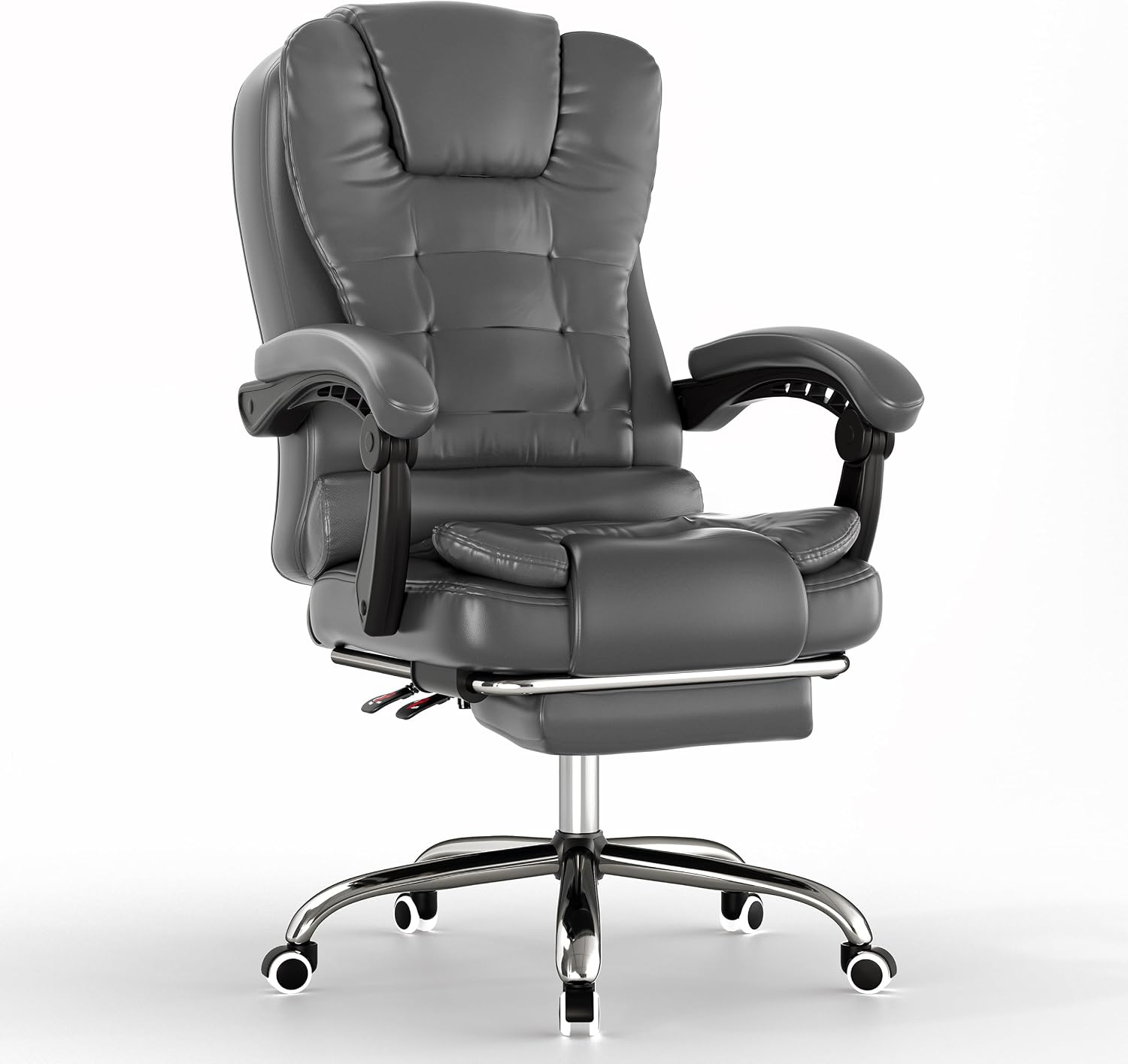 Blisswood Office Chair, Desk Chair with Lumbar Support, Ergonomic Office Chair with Footrest, Adjustable Height, 135° Recline Tilt Function 360° Swivel for Home Office Working (Grey)