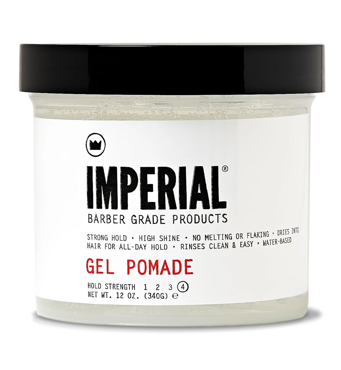 Imperial Barber Grade Gel Pomade - All Day Strong Hold, No Flaking, Water Based, Reactivatable - Natural Men's Hair Styling Product 12oz