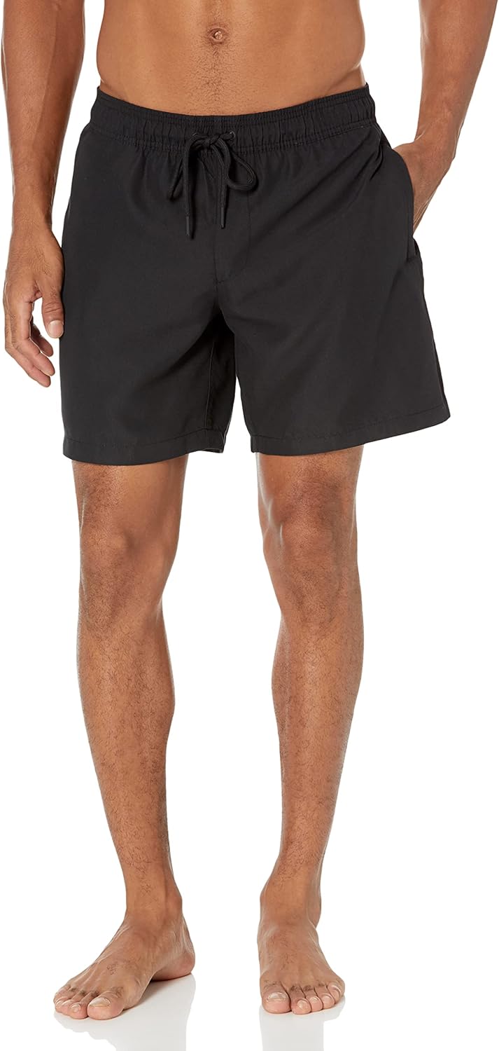 Amazon Essentials Men's 7" Swim Trunks with Mesh Lining, Pockets, Drawstring Closure