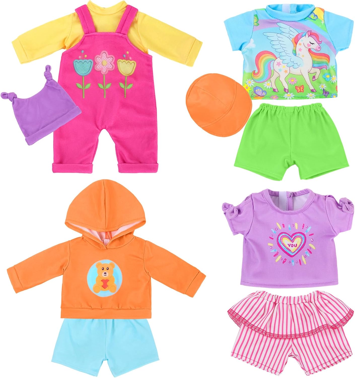 K.T. Fancy 4 Sets Baby Doll Clothes and Accessories for 16-18 Inch Dolls Outfits , 10 Pcs in Total (No Doll)