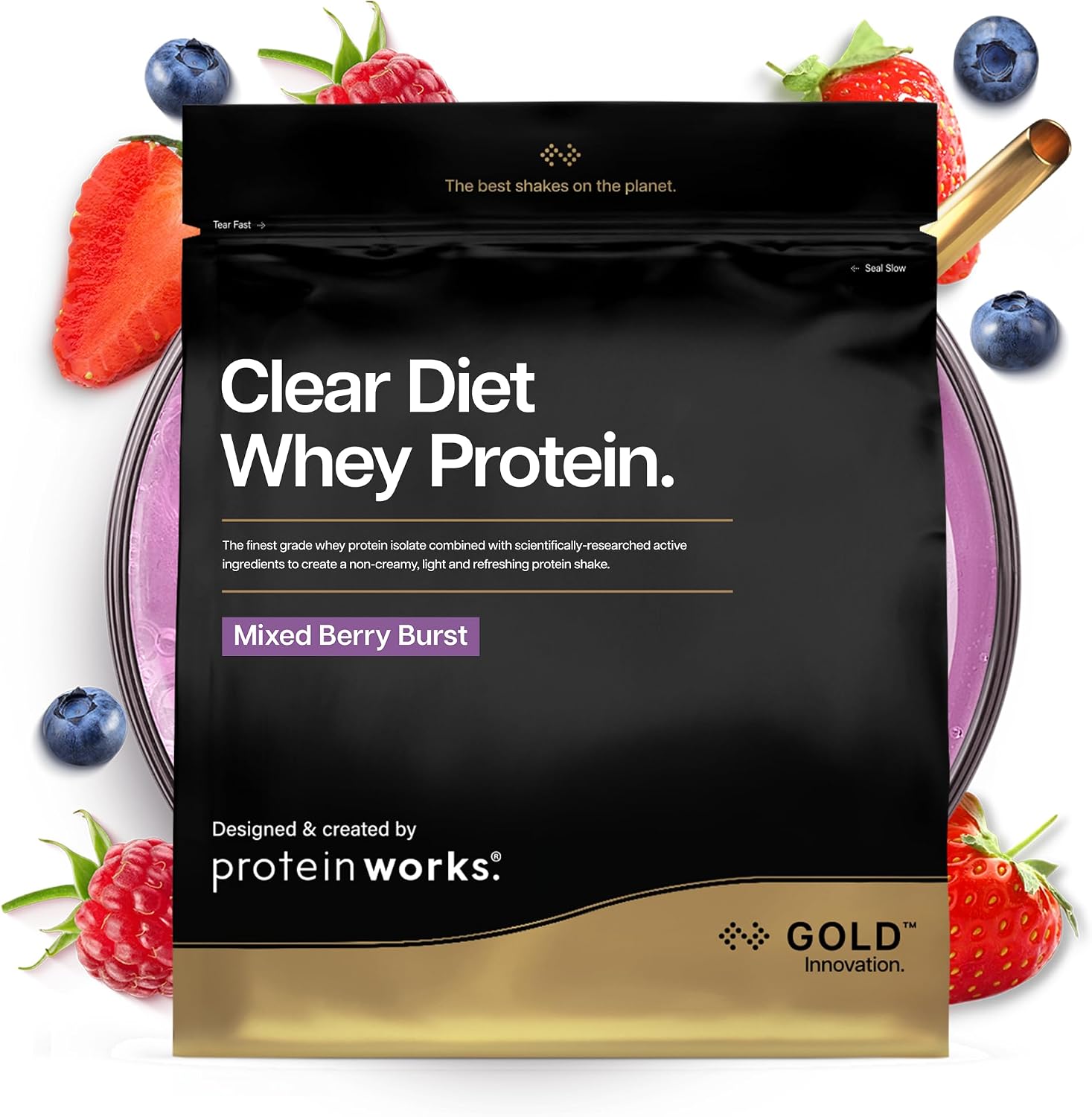 Protein Works | Clear Diet Whey Protein - Gold, Mixed Berry Burst, 1kg