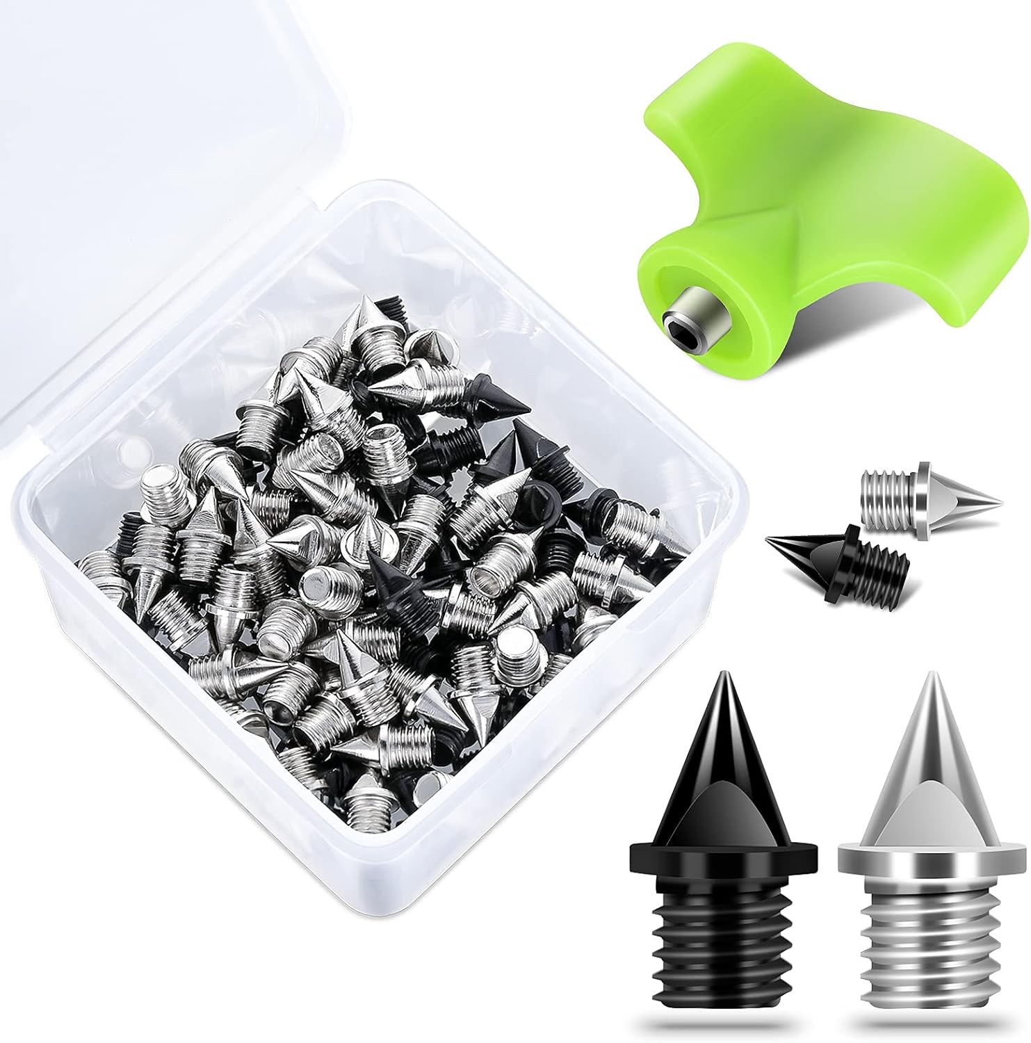 1/4 Inch Track Spikes, 100 Pieces Steel Track Shoe Spikes Replacements and Spike Wrench for Sports Running Track Shoes