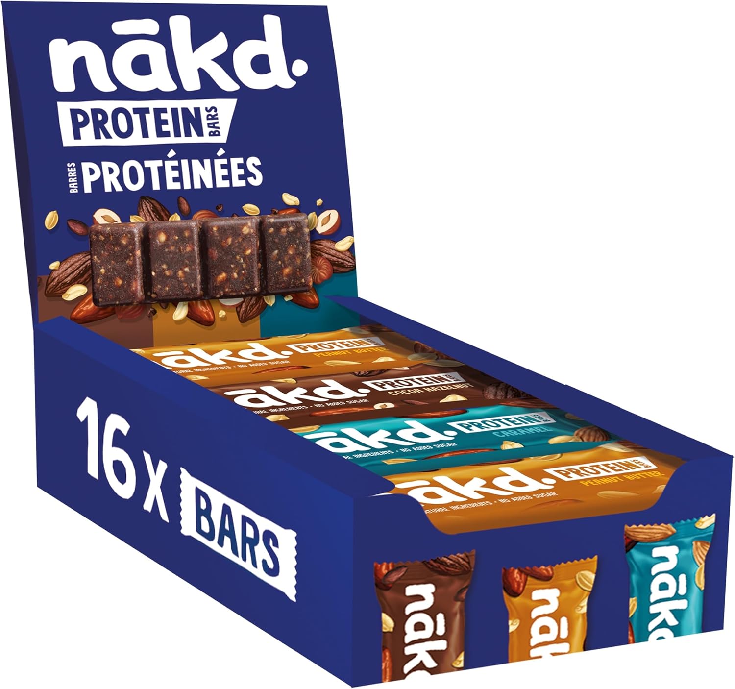 Nakd Protein Variety Pack - Protein Bars - 7g Plant-based Protein - Natural Ingredients - No added sugars - Vegan - 16 x 45g