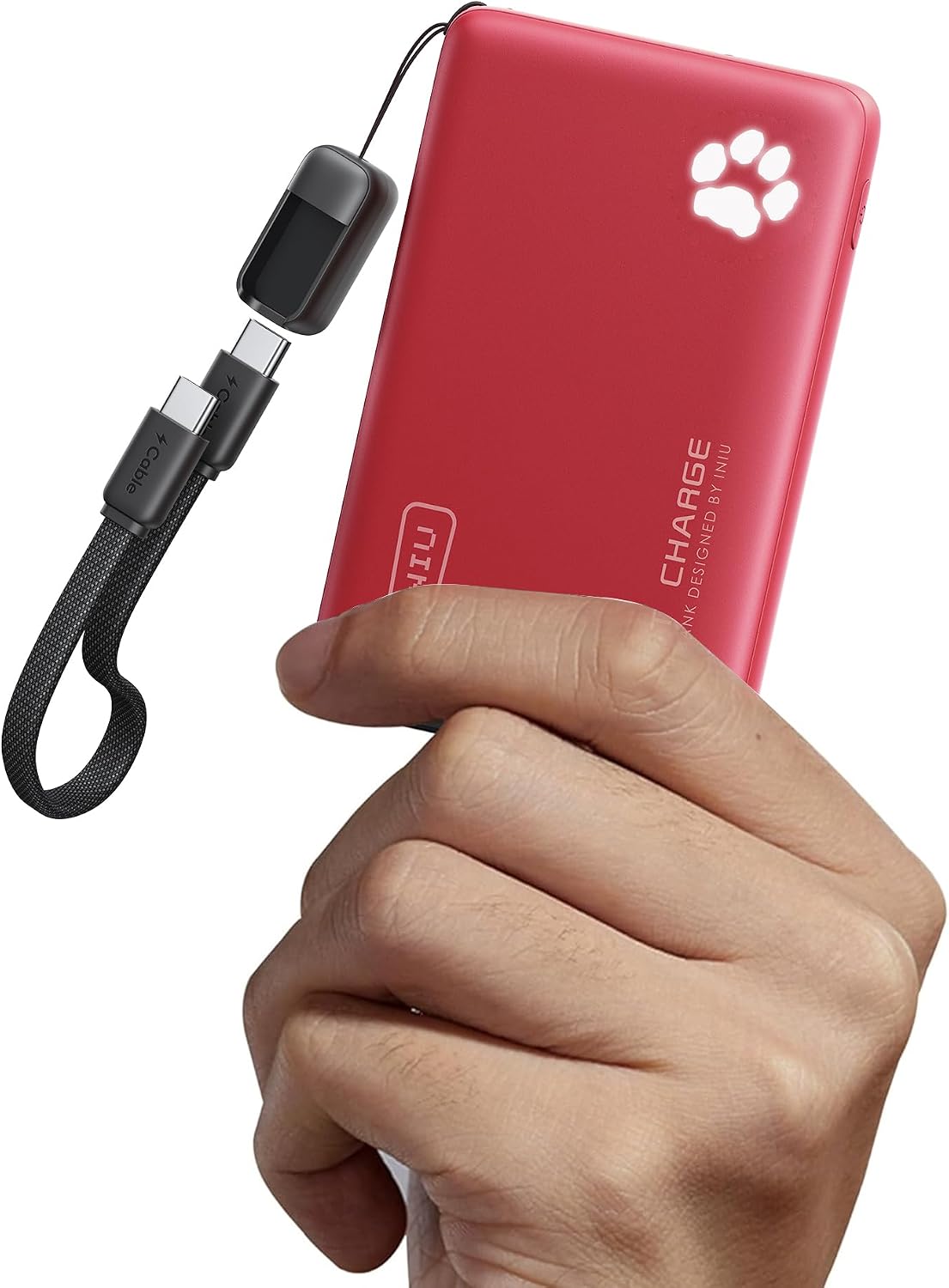 INIU Battery Pack, Ultra Slim 10000mAh 45W PD Power Bank, Fast Charging Mini Portable Charger, Travel Trip Family Essentials Powerbank for College Students Travelers Teen Boys Girls, Red