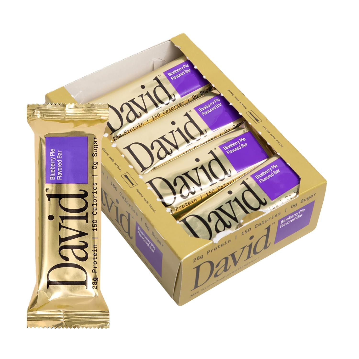 David Blueberry Pie Flavored Protein Bars | 28g Protein | 12 Pack
