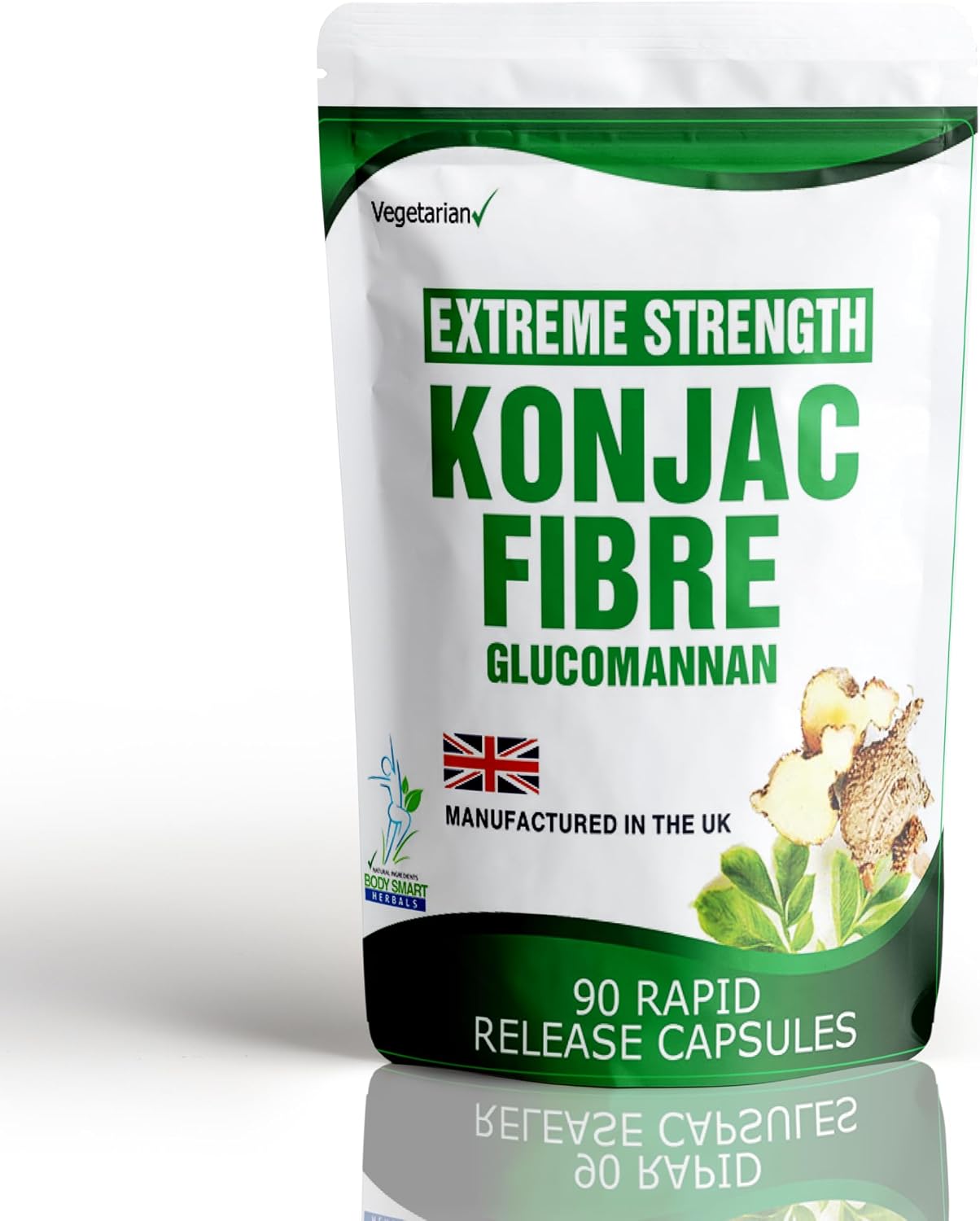 90 Konjac Fibre Glucomannan Capsules Weight Management High Strength One Bottle Food Supplement