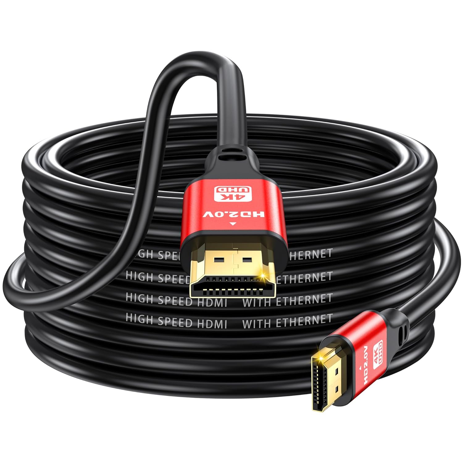 HDMI Cable 35ft, 4K@60Hz, 18Gbps High Speed HDMI 2.0 Cord, Ultra HD,Ethernet Audio Return,Video 4K,1080p,3D,Arc, HDR Compatible with Xbox,PS5/PS4,HDTV,Laptop ect(Red)