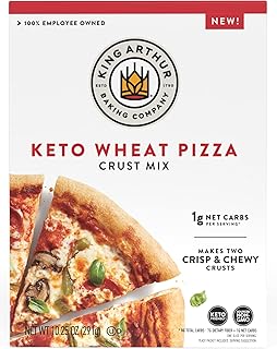 King Arthur Keto Pizza Crust Mix: Low Carb Delight with 1g Net Carbs per Serving - Easy to Make, Crisp & Chewy 10.25 oz Mix for Two 12 in Crusts - Perfect for Keto Pizza Lovers