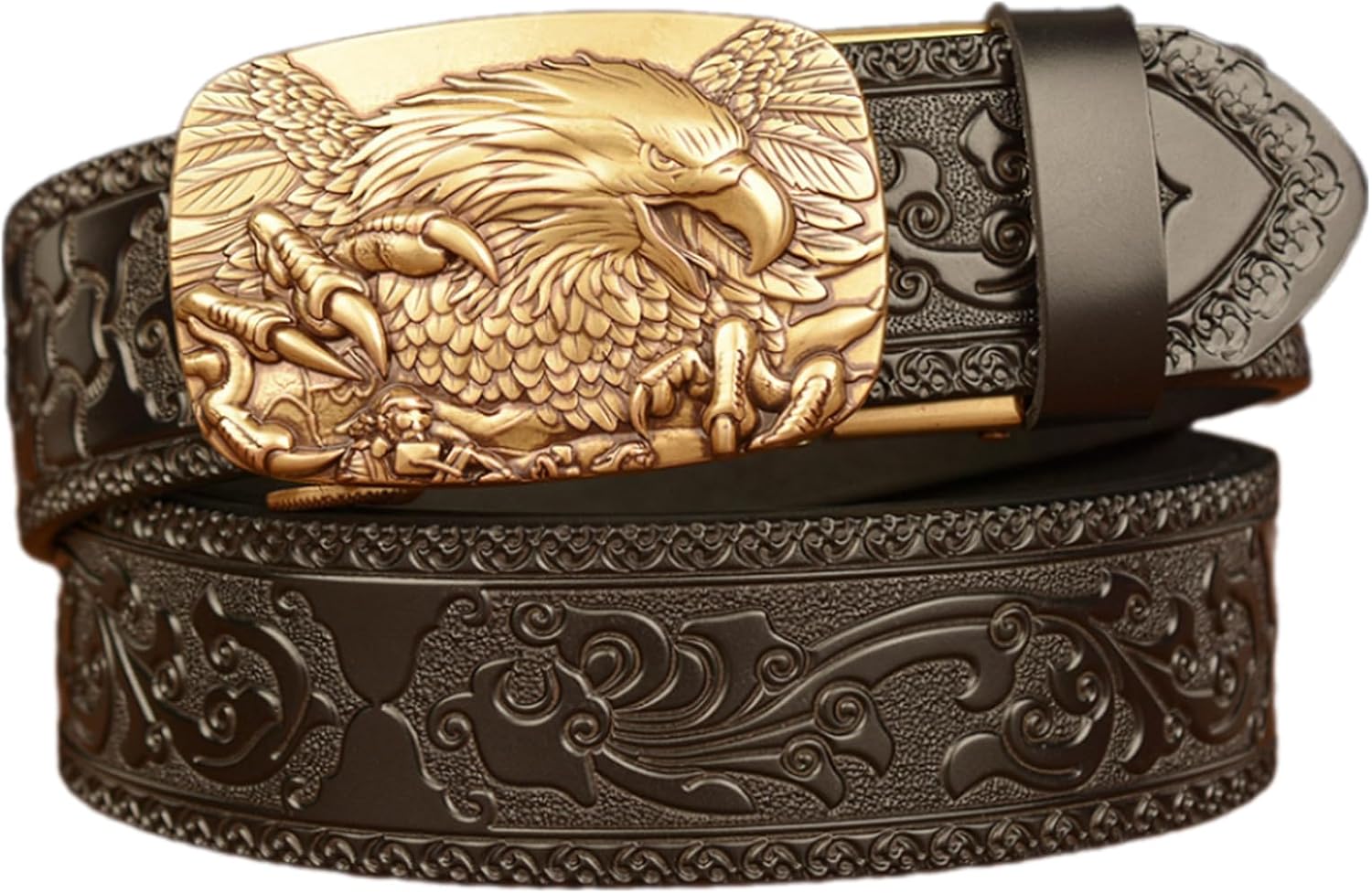 Gramigg Lanneret Men's Leather Belt Automatic Buckles Waistband Adjustable Waist Belt For Jeans And Casual Wear